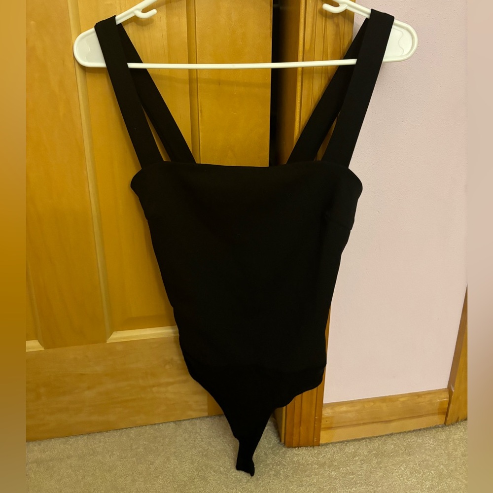 Lulus black bodysuit square neck
